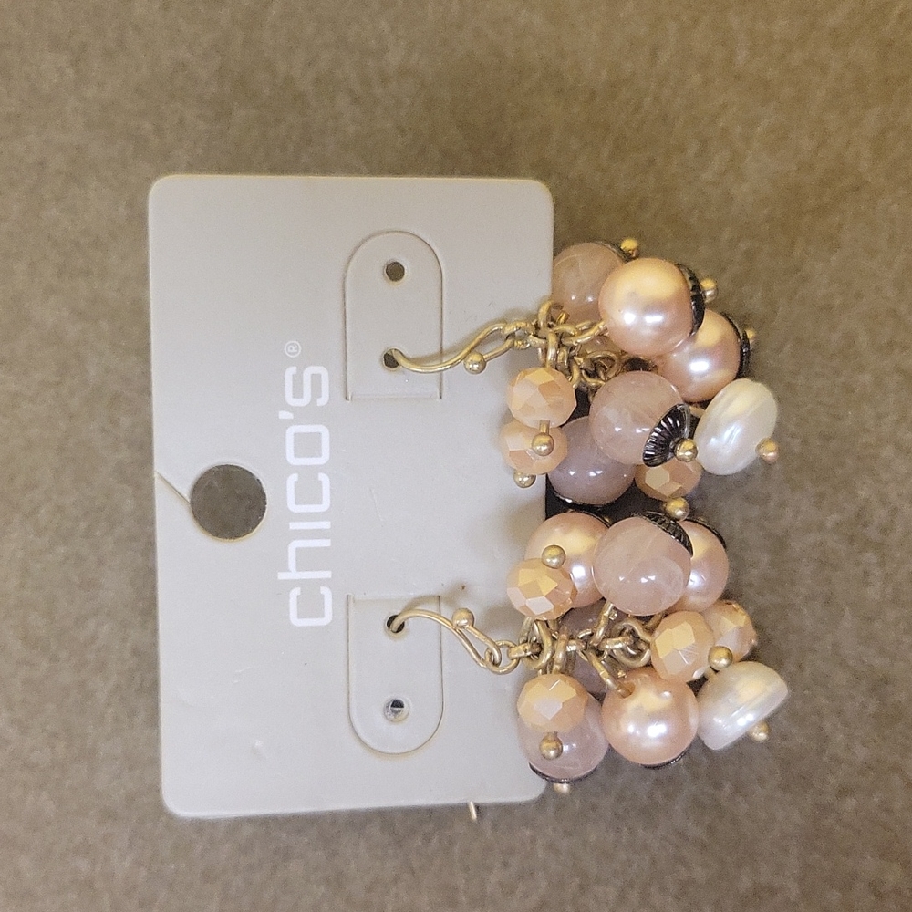 Chico's tan dangle pearl earrings